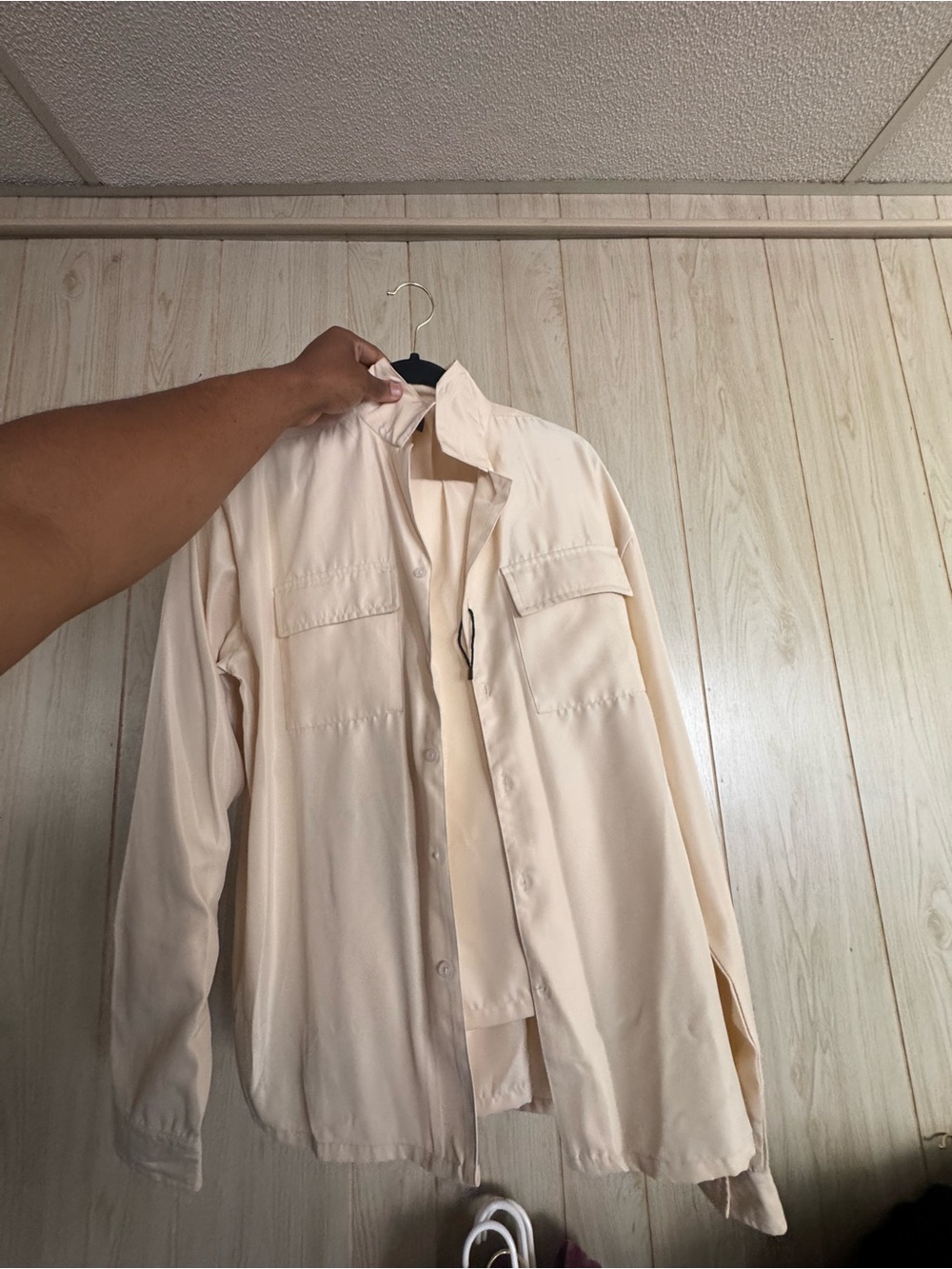 Boohoo Men's Cream Button-Down Casual Shirt & Pants